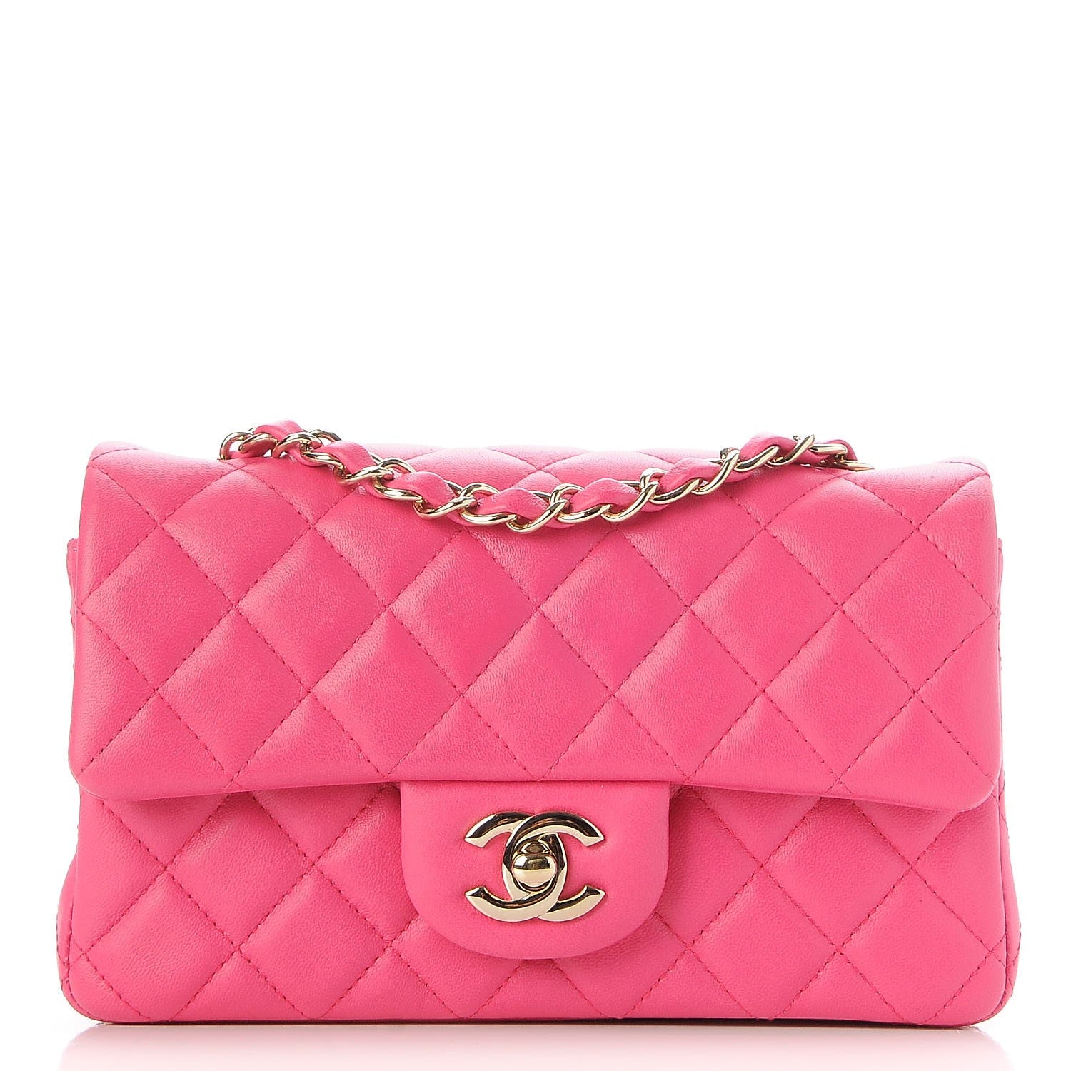 Chanel Lambskin Quilted Mini Rectangular Flap Fuchsia 1 of 8