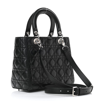 Christian Dior Lambskin Cannage Medium Lady Dior Black 3 of 9