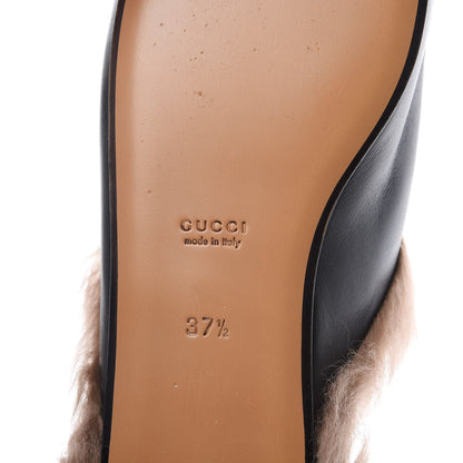 Gucci Calfskin Lambswool Tiger Embroidered Womens Princetown Slippers 37.5 Black 6 of 9