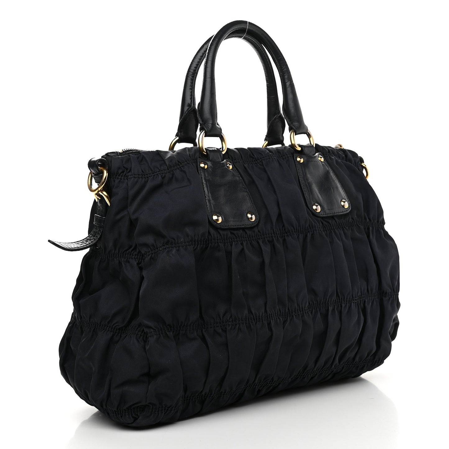 Tessuto Nylon Nappa Gaufre Shopping Satchel Black