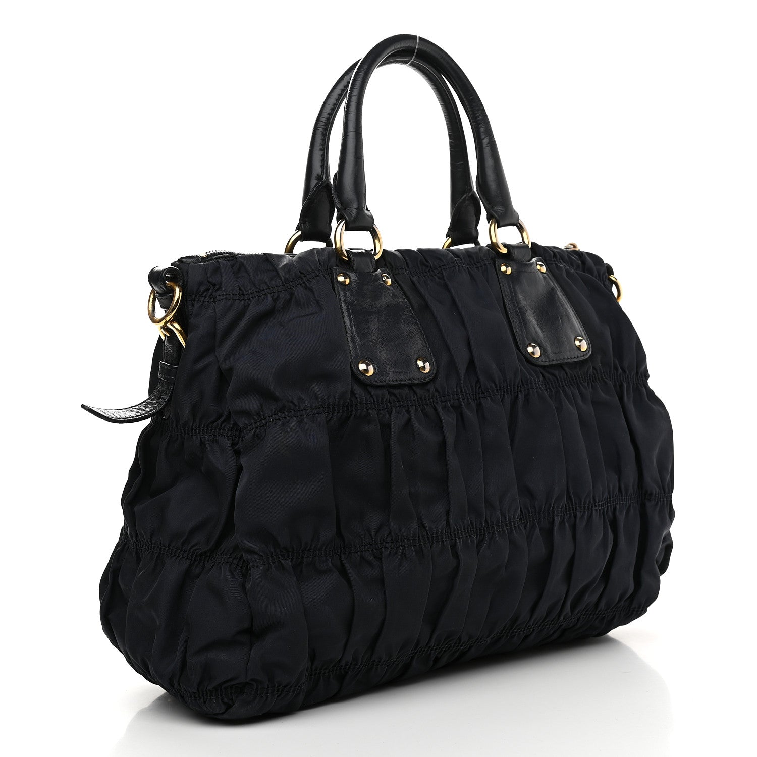 Prada Tessuto Nylon Nappa Gaufre Shopping Satchel Black 3 of 13