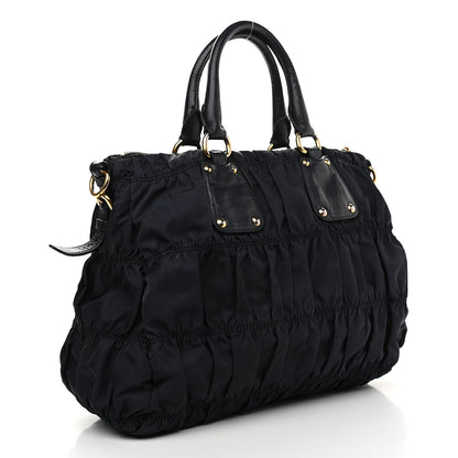 Prada Tessuto Nylon Nappa Gaufre Shopping Satchel Black 3 of 13