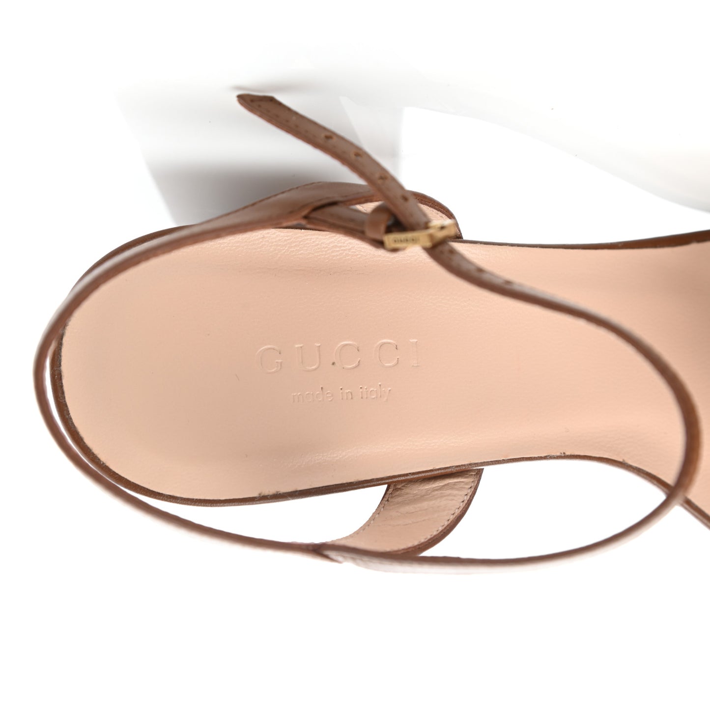 Lifford Calfskin GG Marmont Ankle Wrap 75mm Sandals 36.5 Cognac