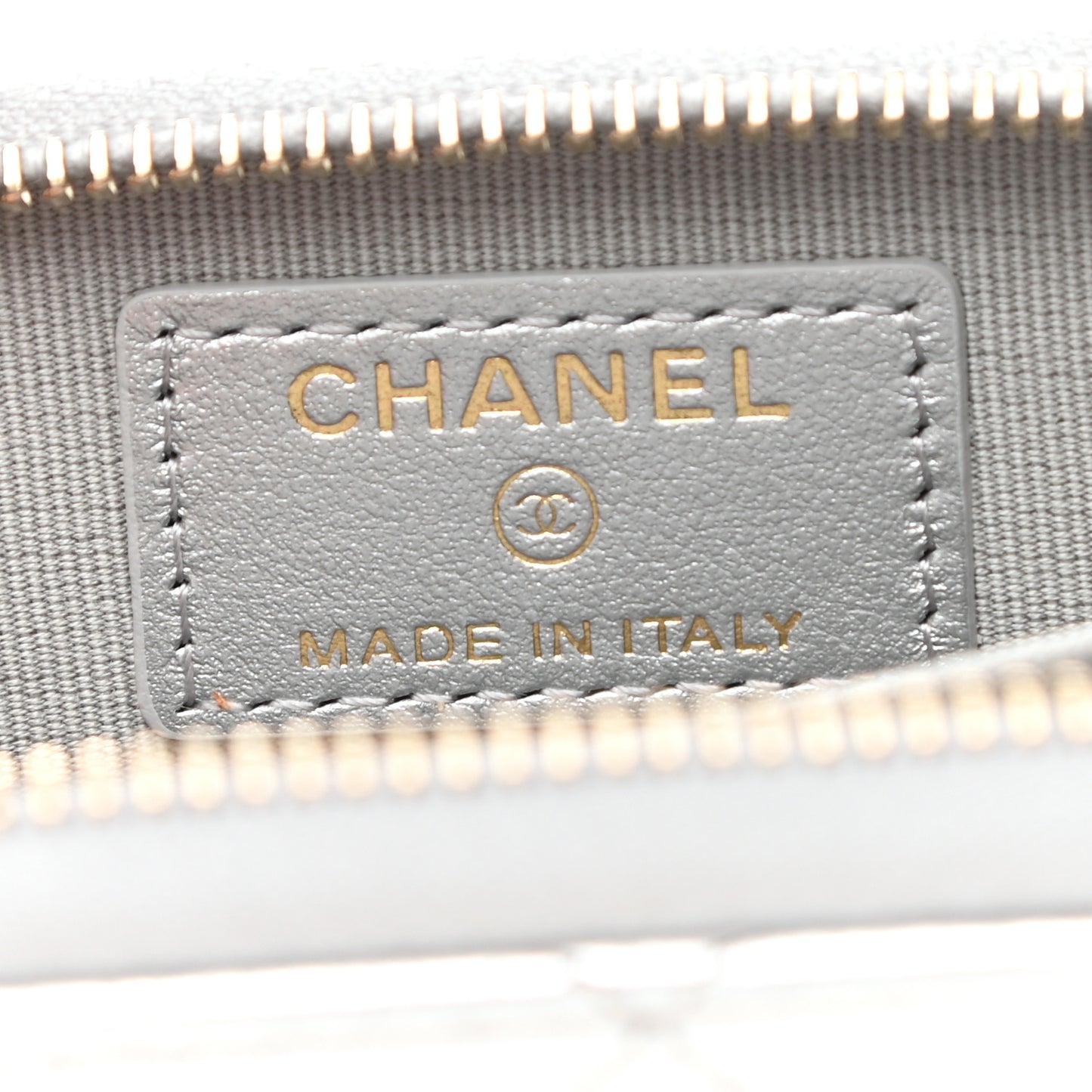 Metallic Lambskin Quilted Chanel 19 Zip Around Coin Purse Wallet Silver