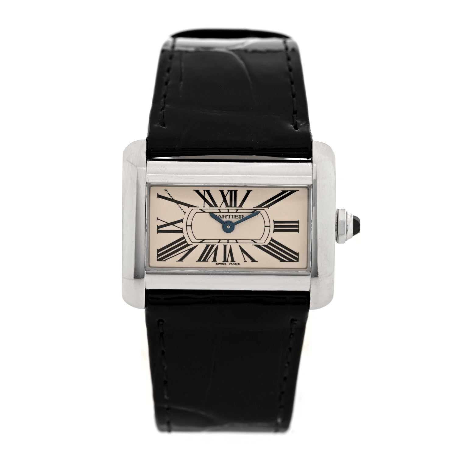 Cartier Stainless Steel Alligator 32mm Tank Divan Quartz Watch 1 of 5