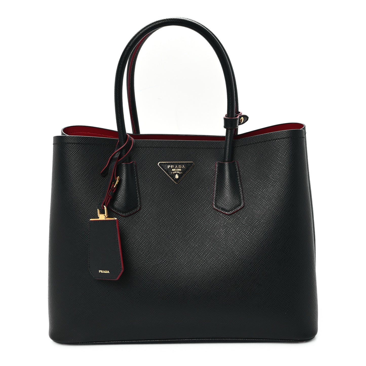Saffiano Cuir Large Double Bag Black Fuoco