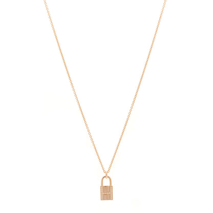 Hermes 18K Rose Gold Diamond Amulettes Cadenas Pendant Necklace 1 of 6