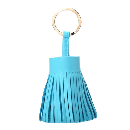 Hermes Lambskin Carmen Tassel Key Holder Bleu Azteque 1 of 4