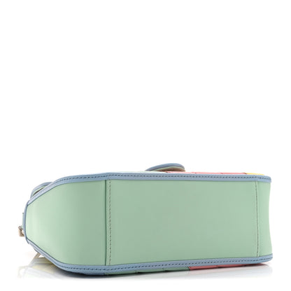 Gucci Calfskin Matelasse Diagonal Mini GG Marmont Top Handle Shoulder Bag Multicolor Pastel 4 of 11