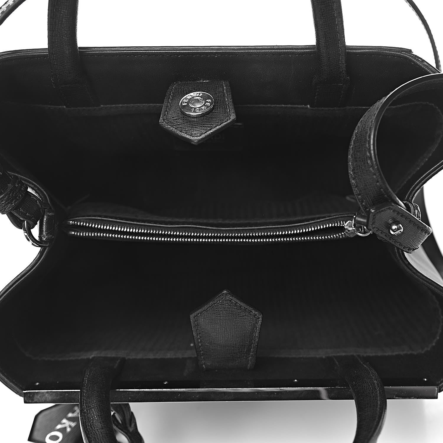Fendi Saffiano Monster Colorblock Petite 2Jours Tote Black 5 of 10