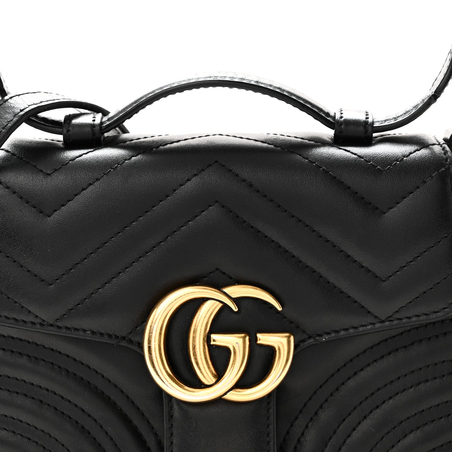 Gucci Calfskin Matelasse Mini GG Marmont Top Handle Shoulder Bag