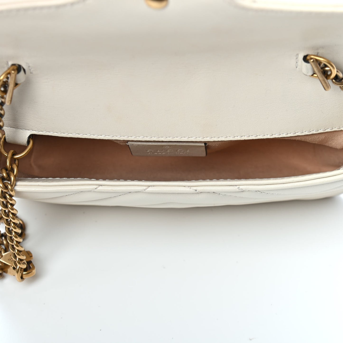 Calfskin Matelasse Super Mini GG Marmont Shoulder Bag White