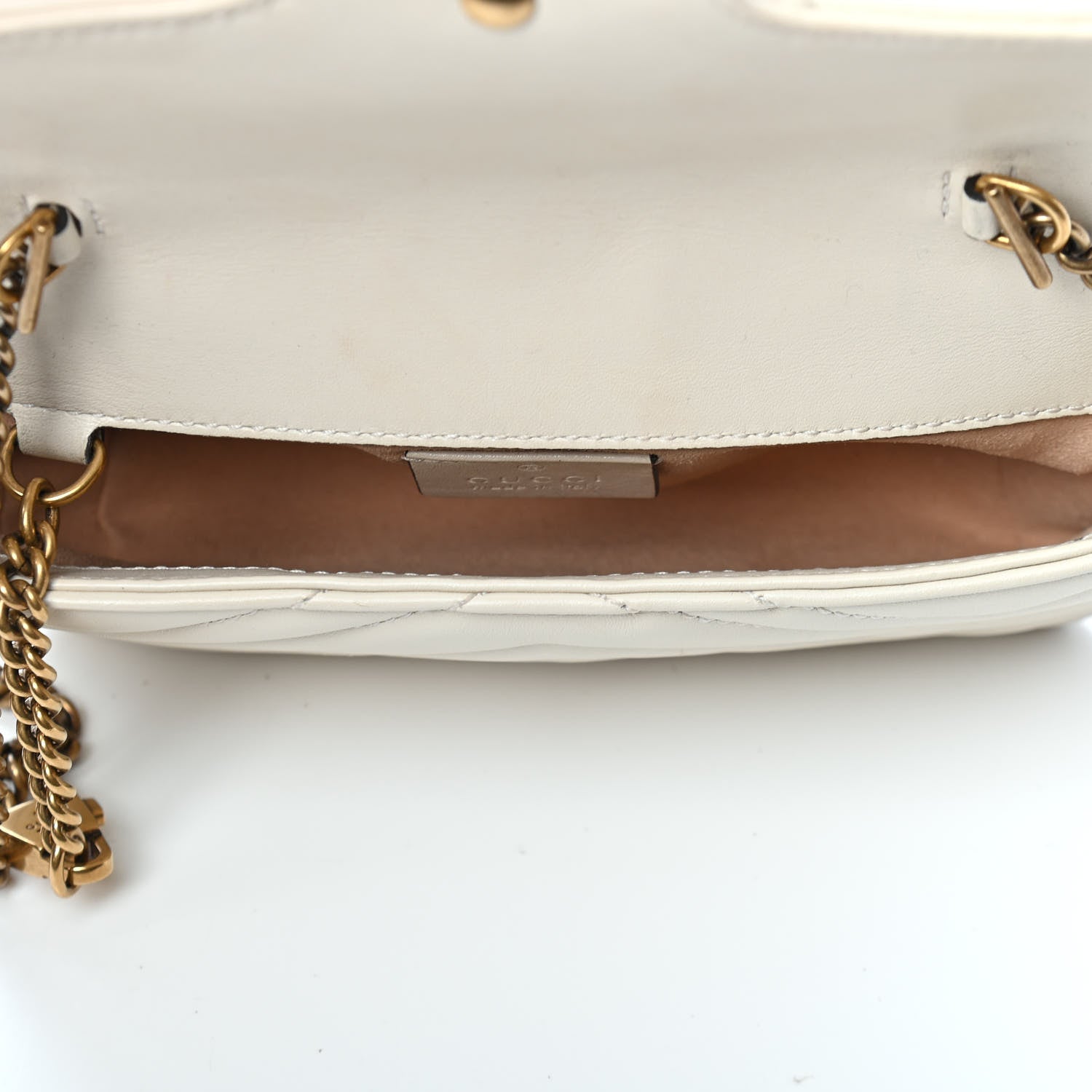 Gucci Calfskin Matelasse Super Mini GG Marmont Shoulder Bag White 5 of 9