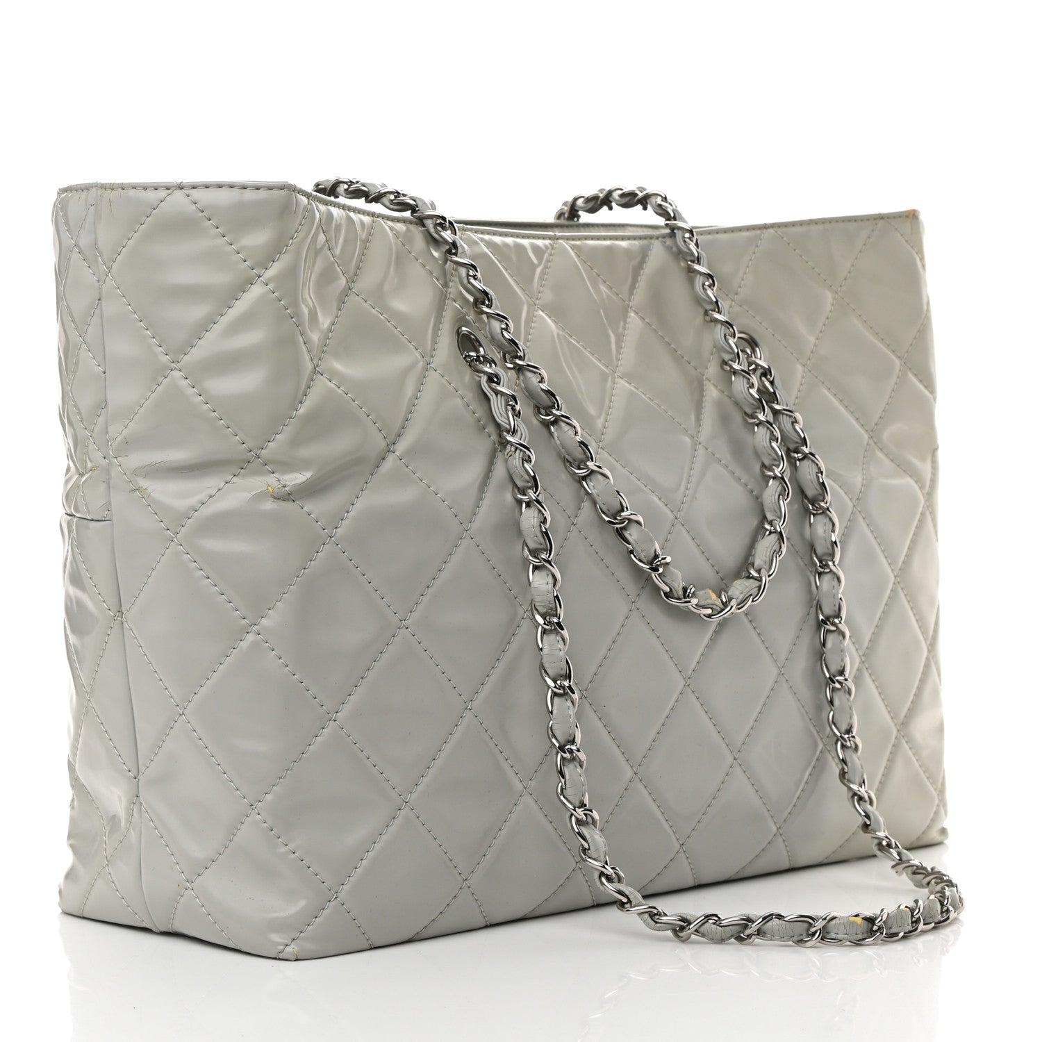 Chanel Vinyl Quilted Large In The Business Tote Light Grey 3 of 20