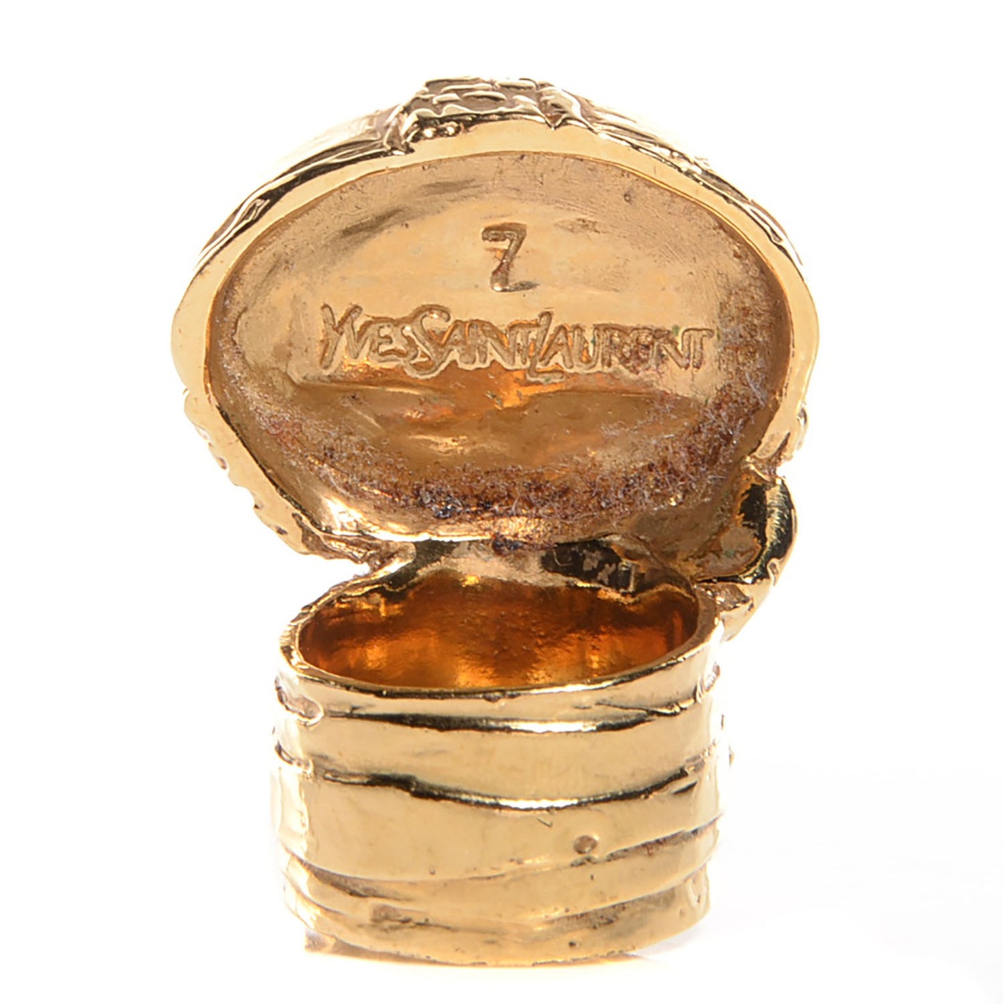 Glass Cabochon Arty Ovale Ring 7 Gold Lapis