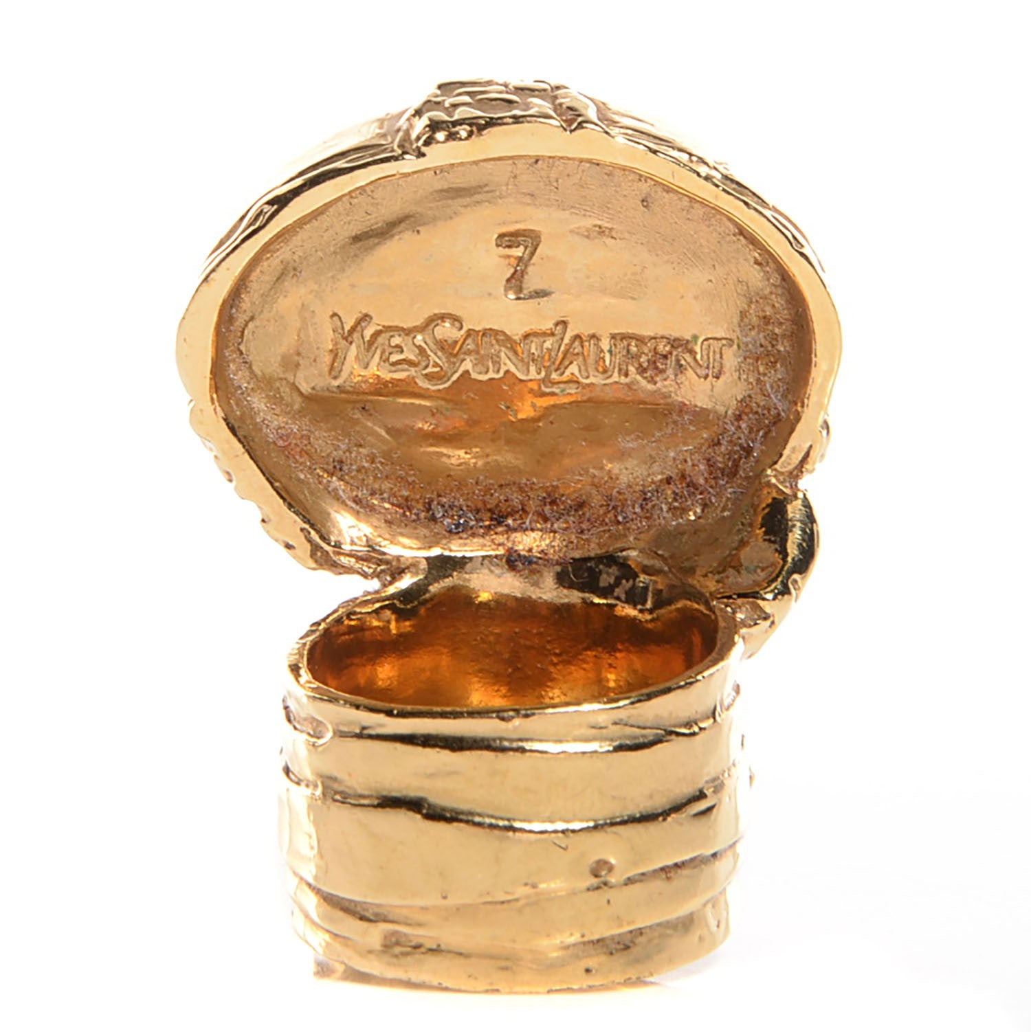 Saint Laurent Glass Cabochon Arty Ovale Ring 7 Gold Lapis 3 of 4