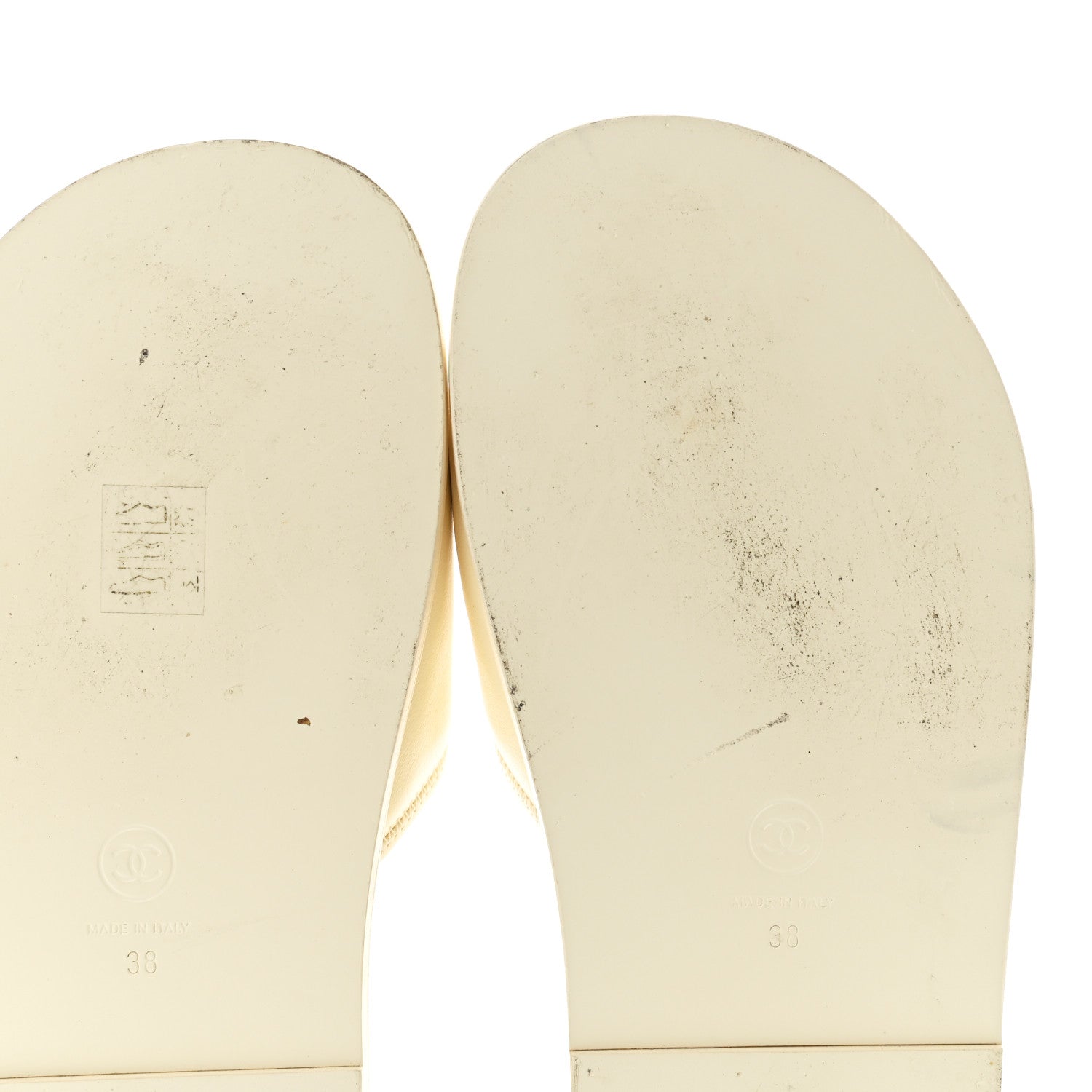 Chanel Lambskin Cha-Nel Mule Sandals 38 Ivory Multicolor 9 of 9