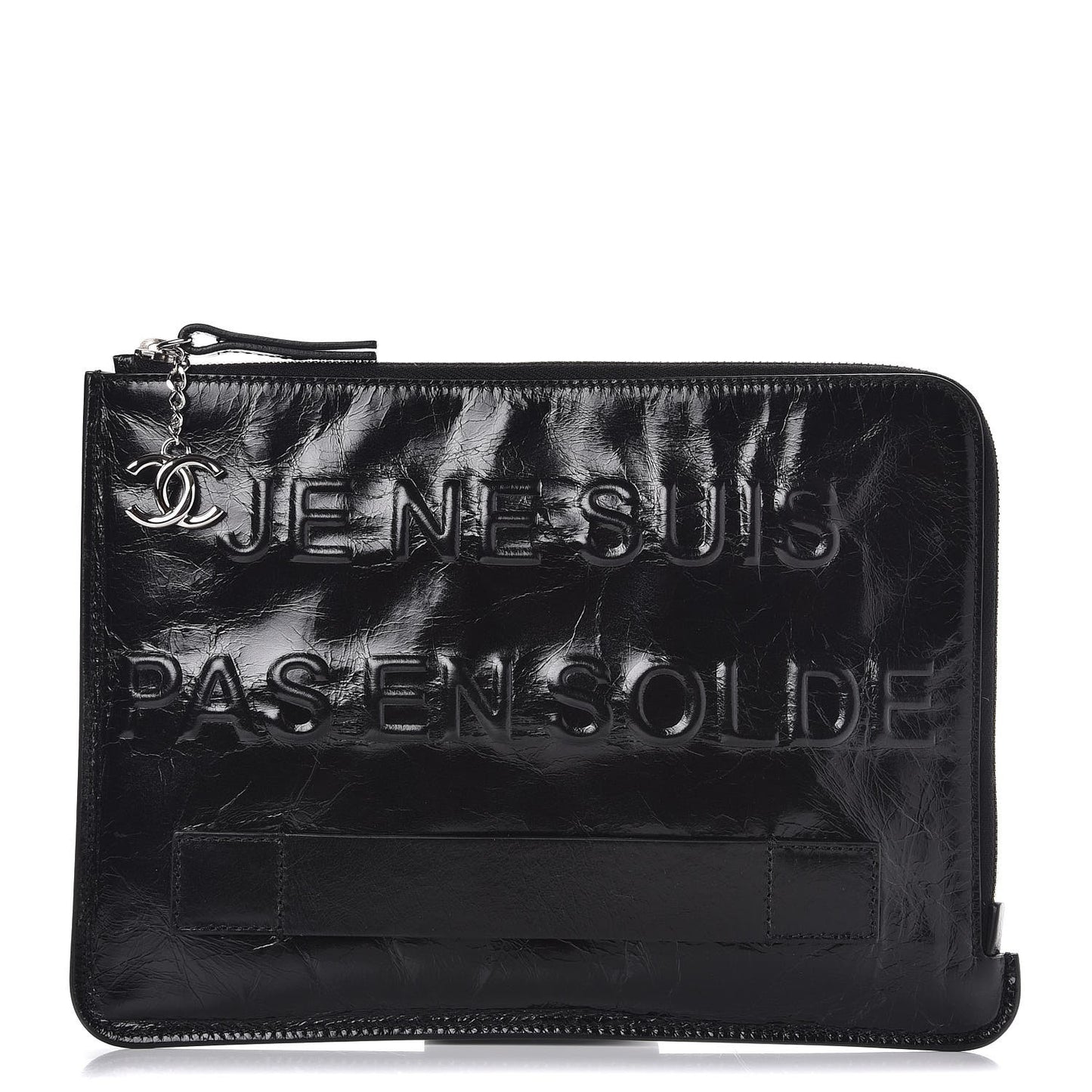 Calfskin Medium Je Ne Suis Pas En Solde Pouch Clutch Black