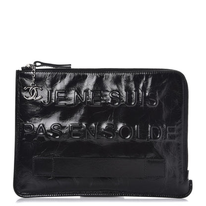 Chanel Calfskin Medium Je Ne Suis Pas En Solde Pouch Clutch Black 1 of 7