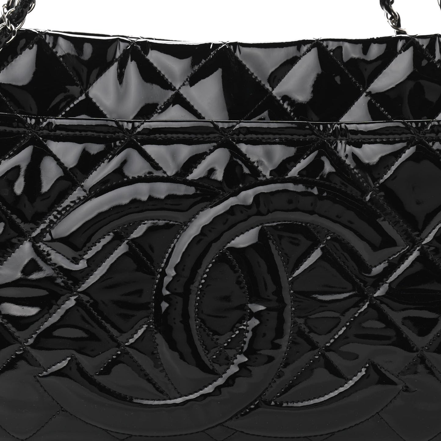 Patent Quilted Timeless CC Soft Tote Black