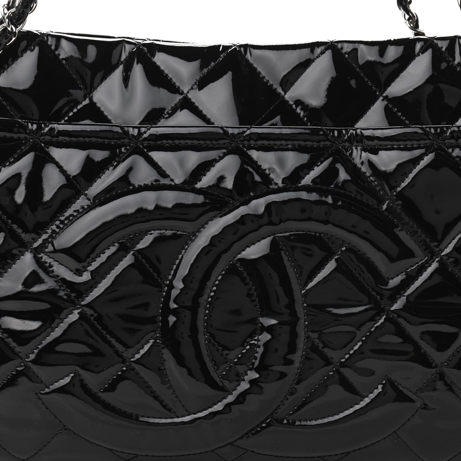 Chanel Patent Quilted Timeless CC Soft Tote Black 7 of 9