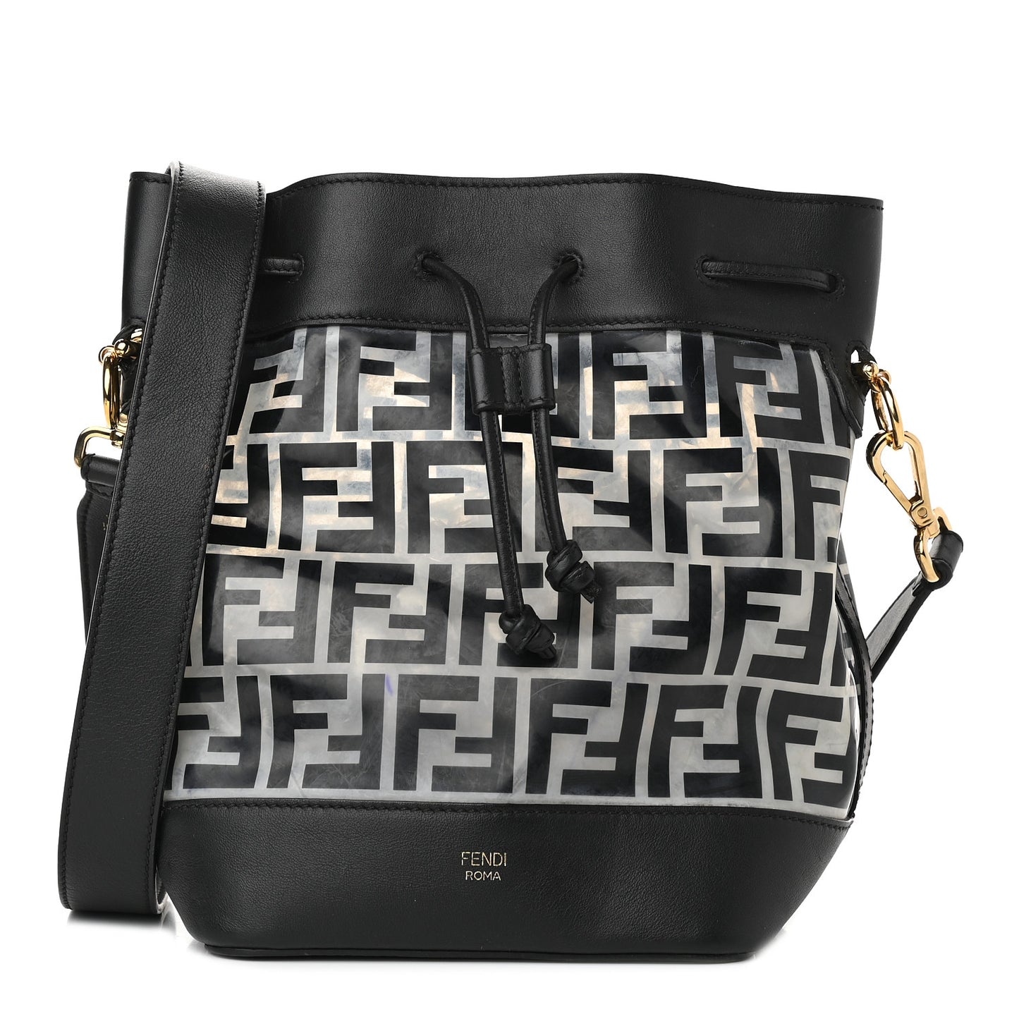 TPU FF Vitello Grace F is Fendi Grande Mon Tresor Bucket Bag Black