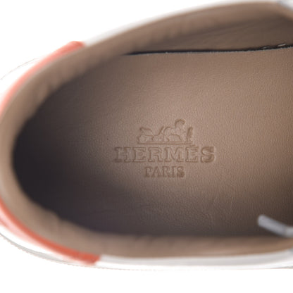 Hermes Calfskin Quicker Sneakers 37 Blanc White Orange 8 of 12