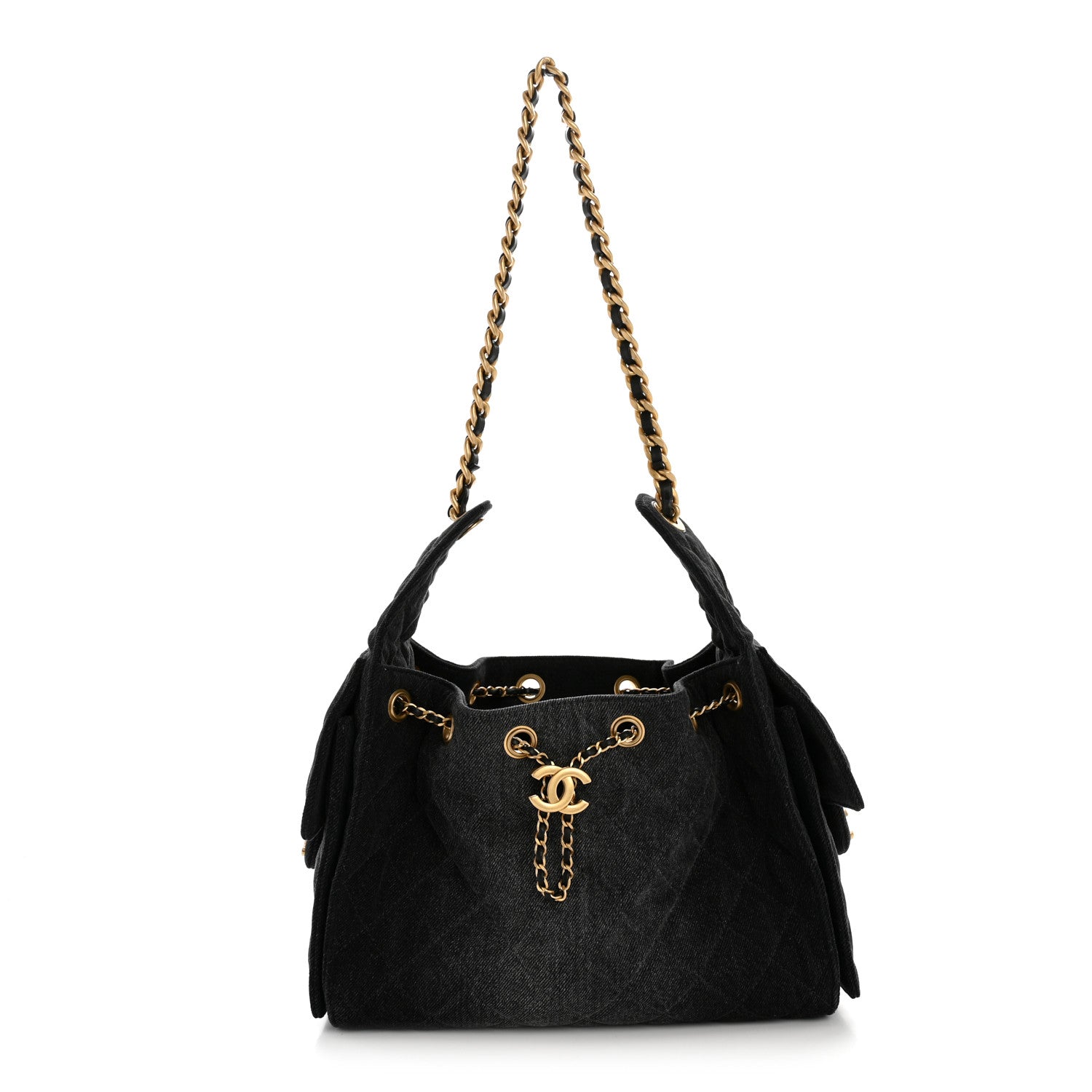 Chanel Washed Denim Quilted Small Chanel 25 Handbag Black 1 of 10