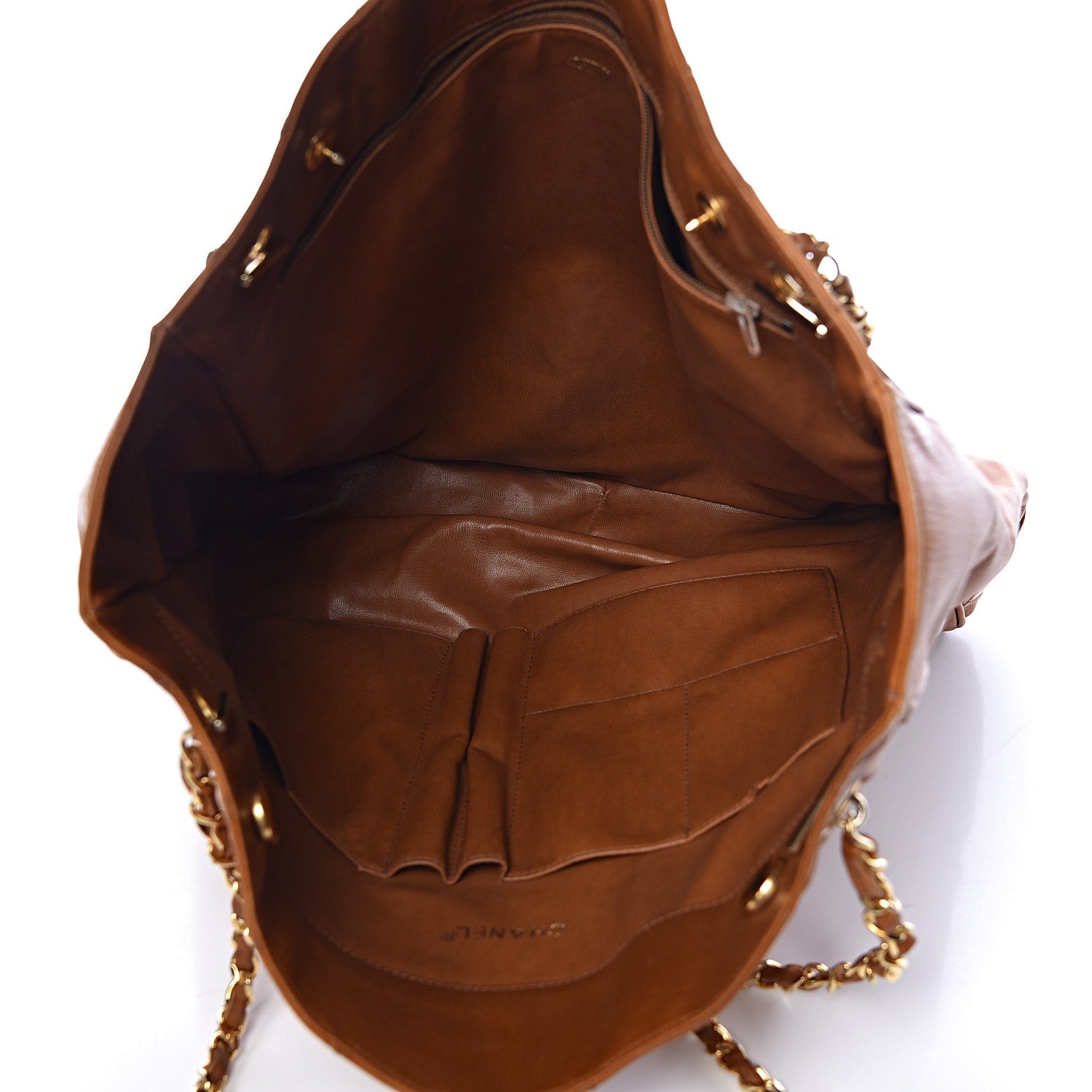 Chanel Lambskin Diamond Embossed Shopping Tote Brown 5 of 19
