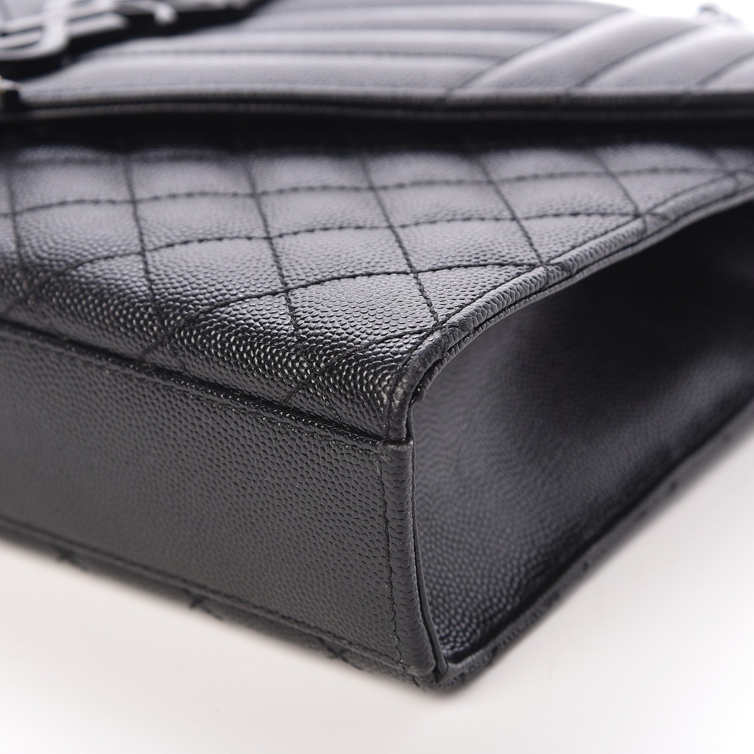 Saint Laurent Grain De Poudre Textured Mixed Matelasse Triquilt Medium Monogram Satchel Black 13 of 16