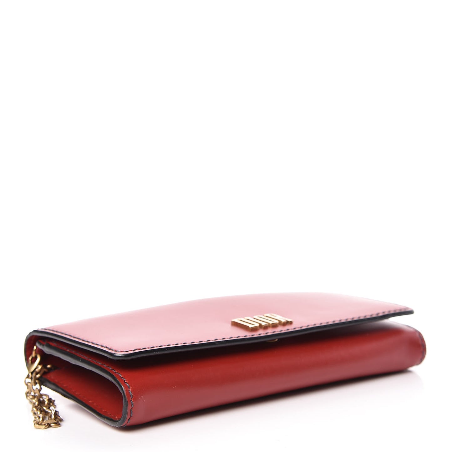 Calfskin D Fence Croisiere Chain Wallet Red