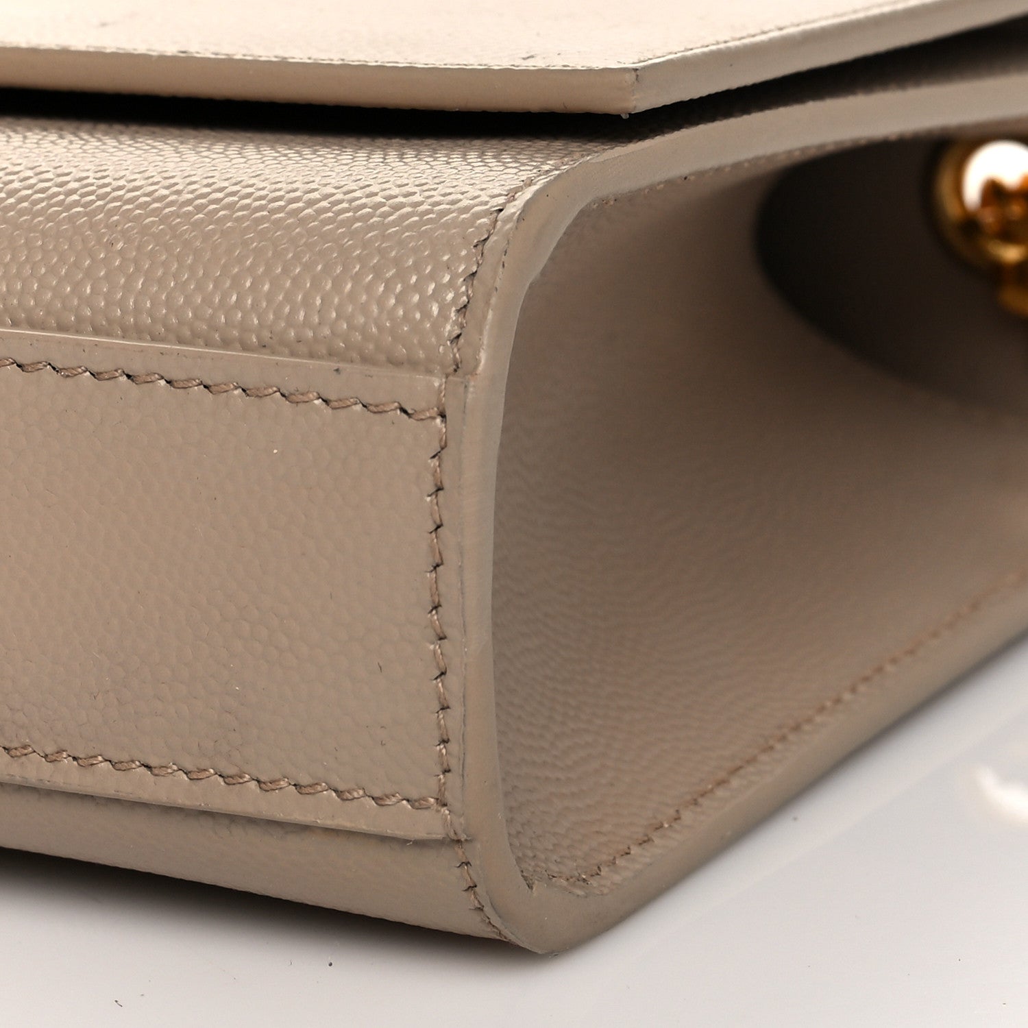 Saint Laurent Grain De Poudre Medium Monogram Kate Satchel Dark Beige 10 of 10