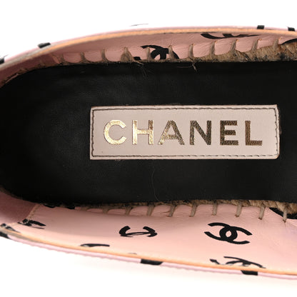 Chanel Lambskin Printed CC Espadrilles 37 Light Pink Black 8 of 9