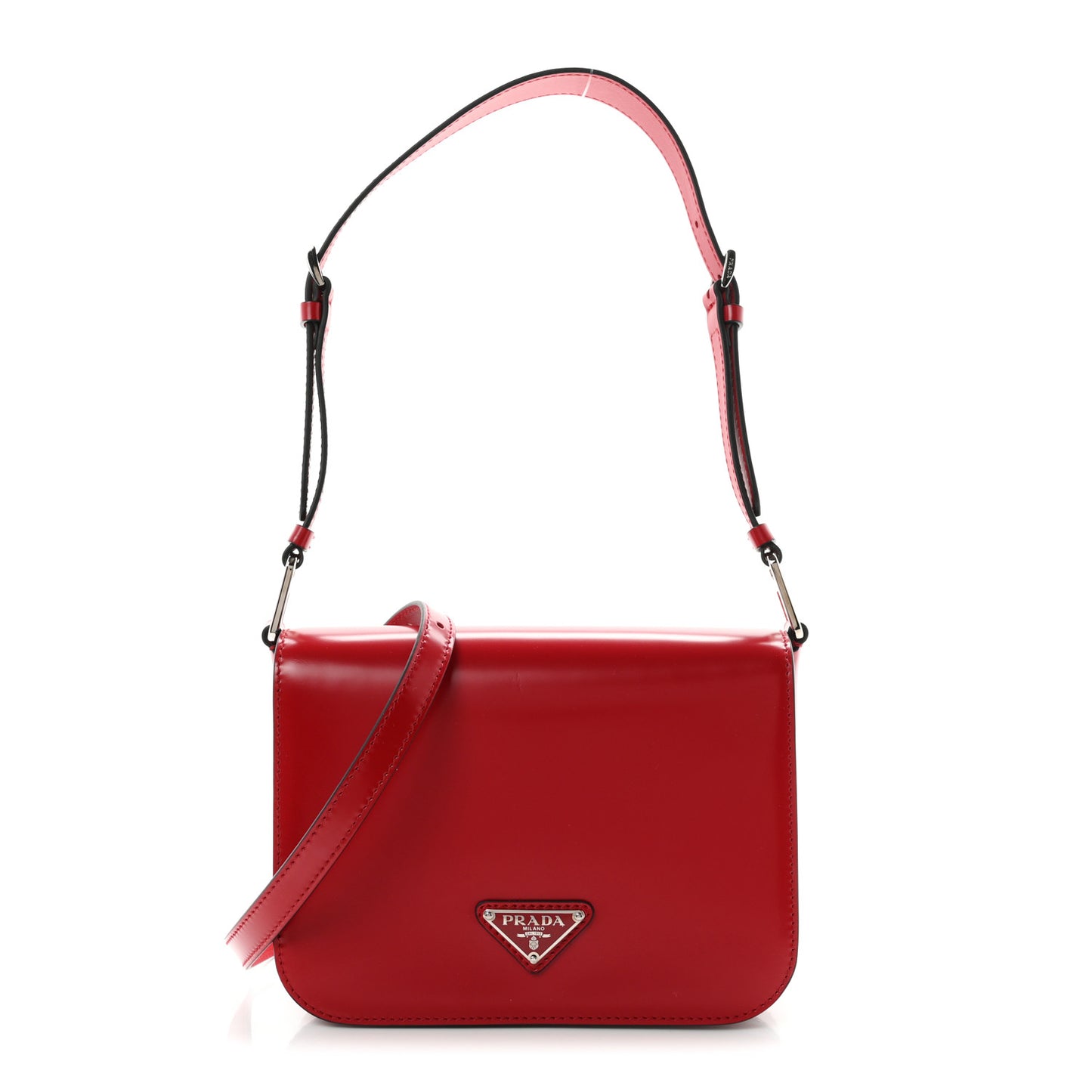 Spazzolato Flap Shoulder Bag Scarlatto