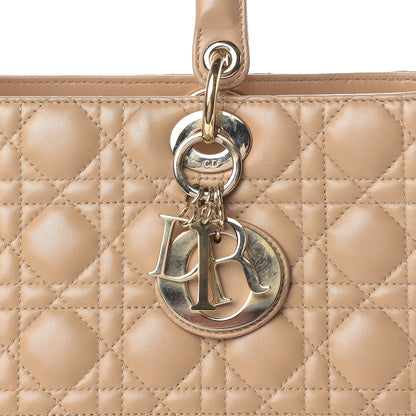 Christian Dior Lambskin Cannage Large Lady Dior Beige 8 of 13