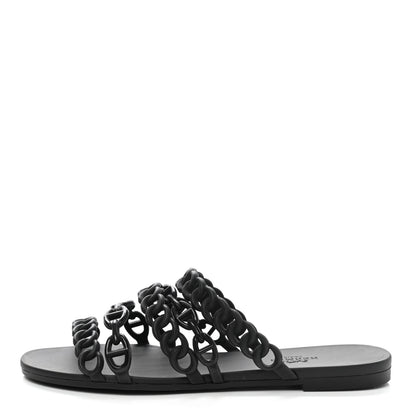 Hermes Rubber Chaine d'Ancre Nude Sandals 36 Black 1 of 7
