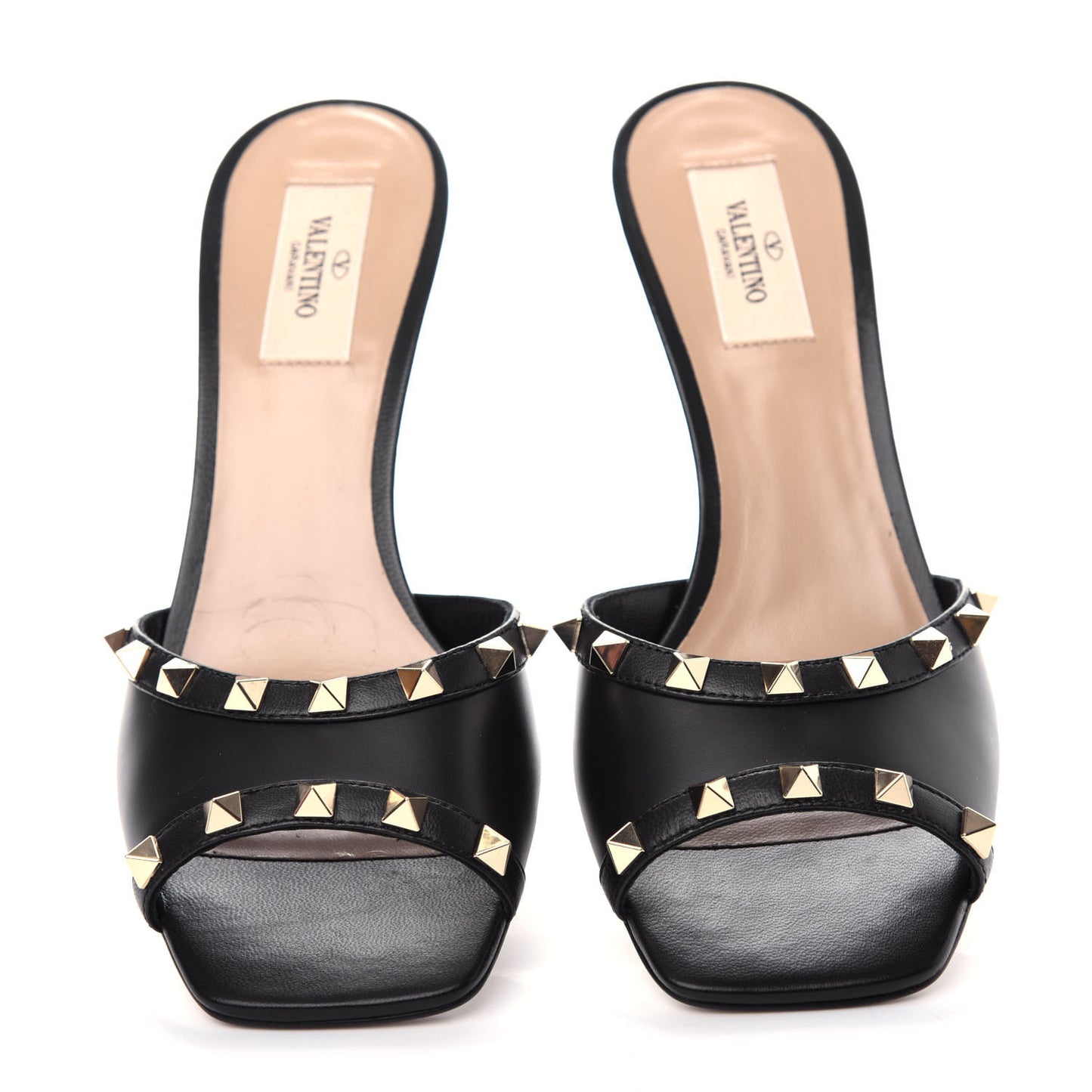 Calfskin Nappa Rockstud Wedge Sandals 39 Black