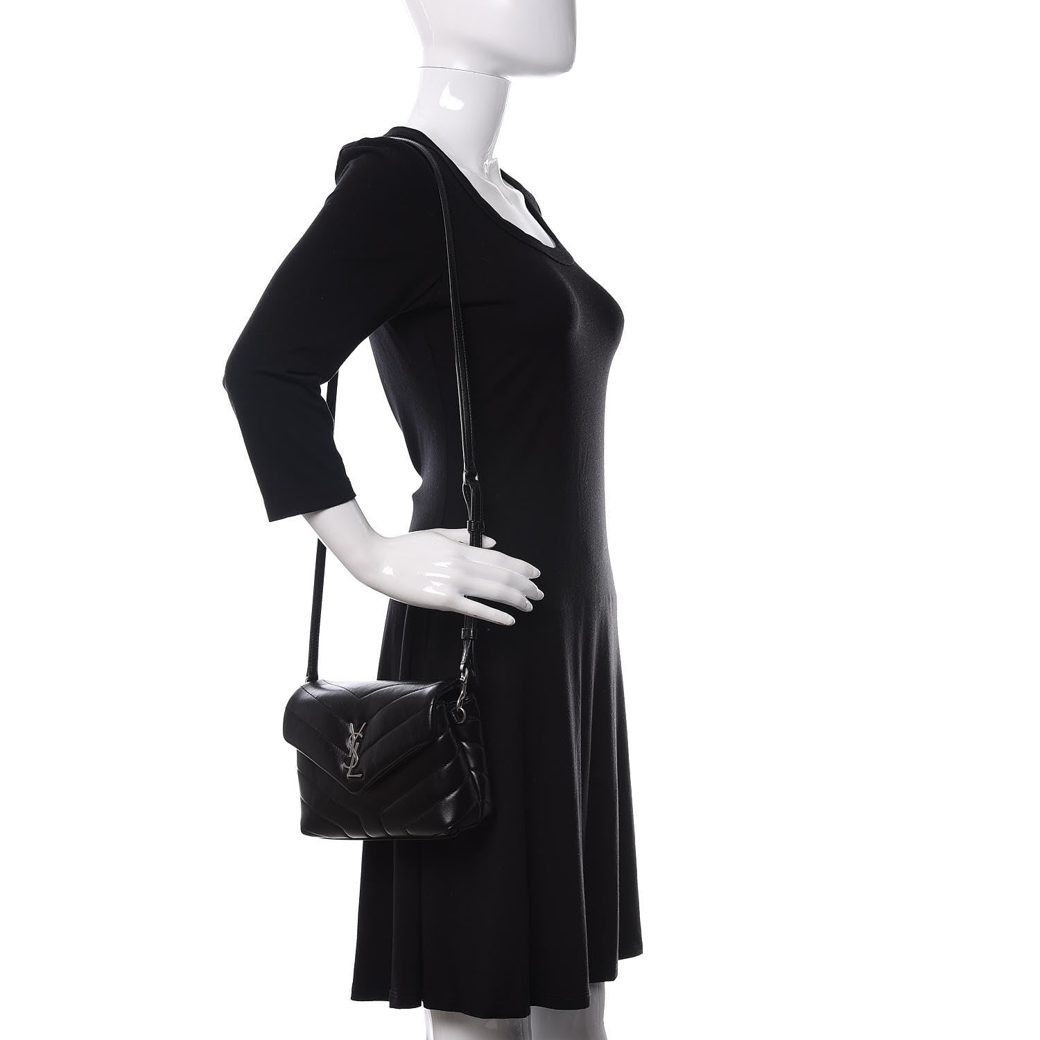 Saint Laurent Calfskin Y Quilted Monogram Toy Loulou Crossbody Bag Black 2 of 11
