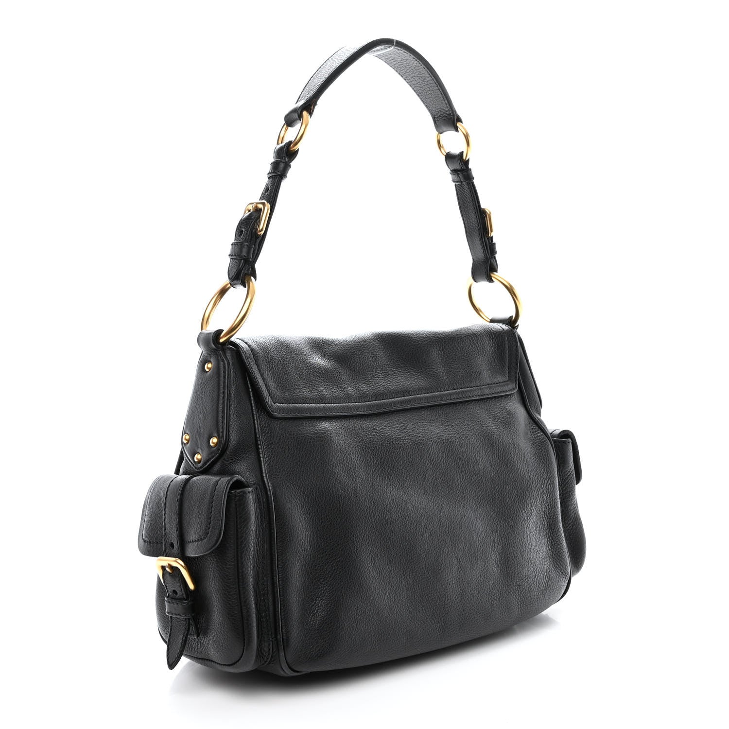 Prada Vitello Daino Antik houlder Bag Black 3 of 13
