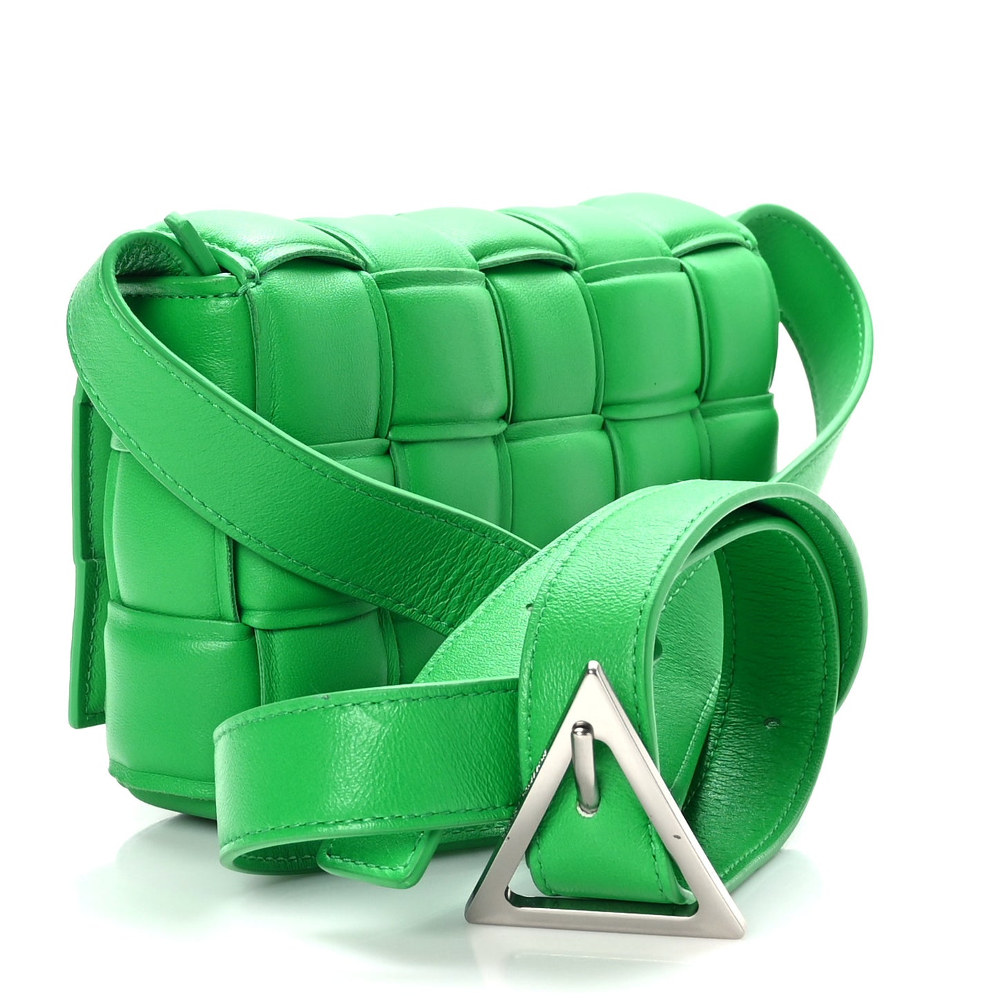 Nappa Maxi Intreccio Small Padded Cassette Crossbody Bag Parakeet