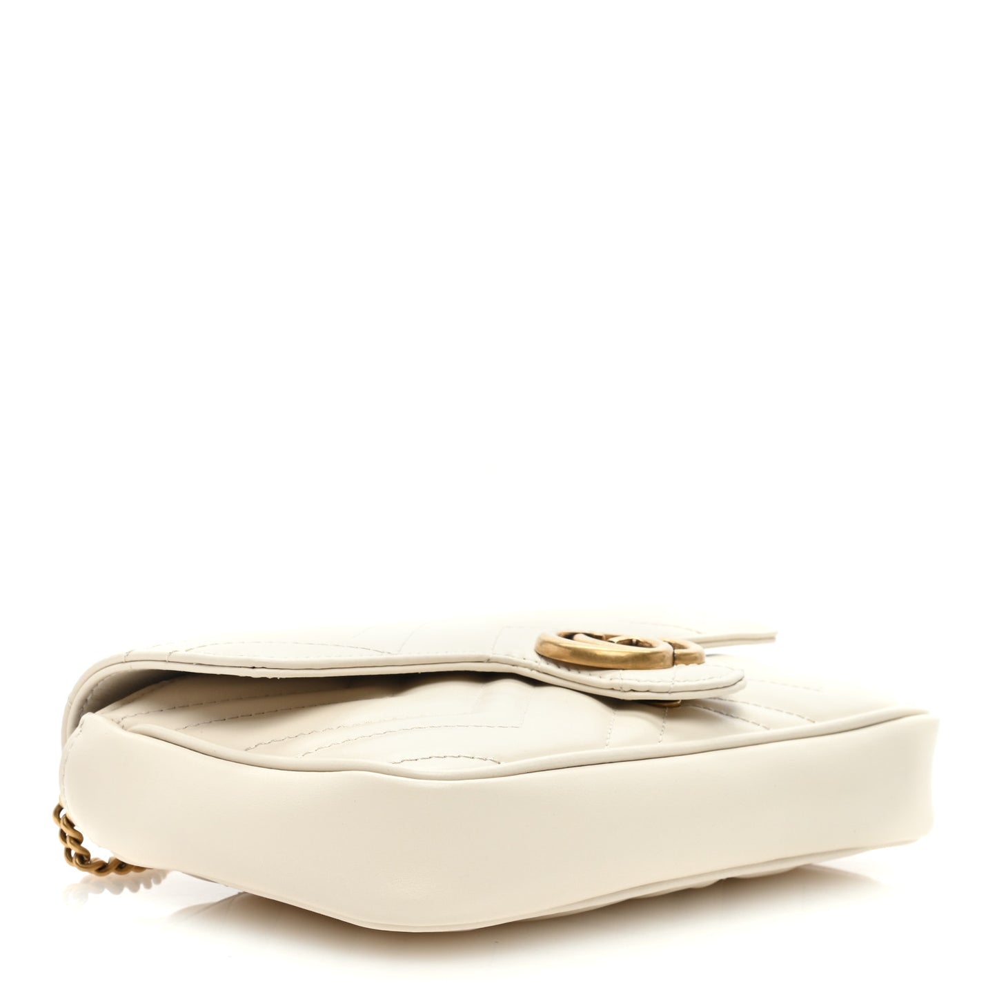 Calfskin Matelasse Mini GG Marmont Shoulder Bag With Card Holder White Black
