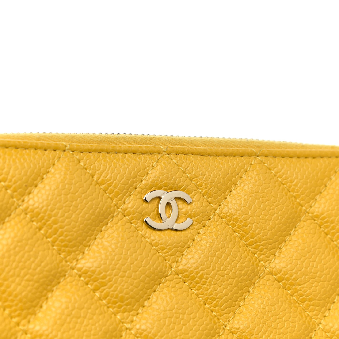 Caviar Quilted Small Clutch With Chain Yellow