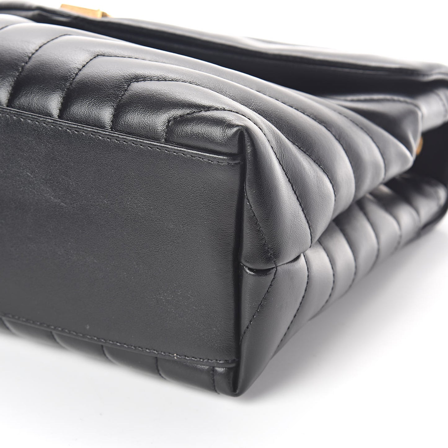 Calfskin Y Quilted Monogram Medium Loulou Chain Satchel Black