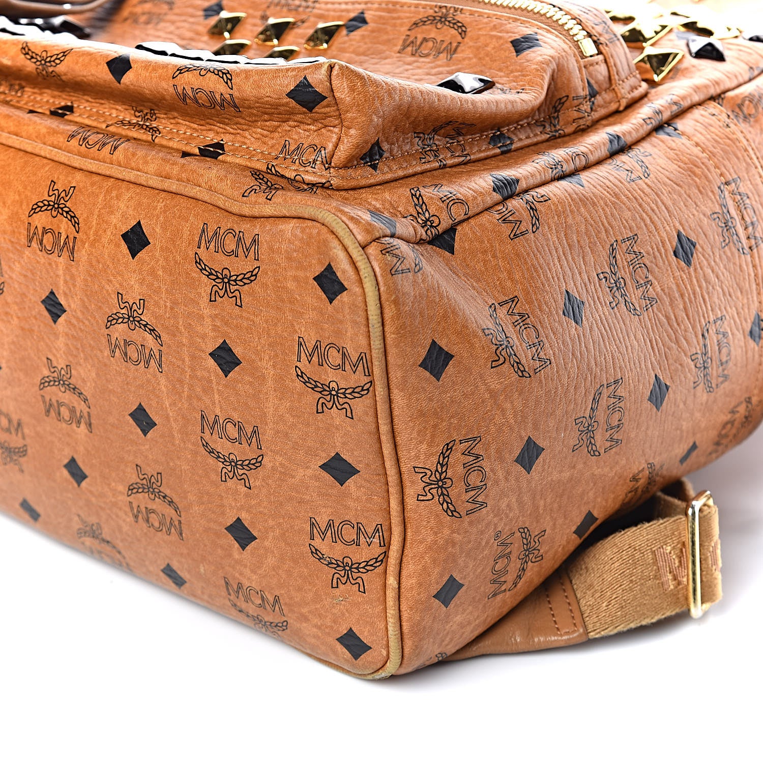 MCM Visetos Studded Medium Stark M Backpack Cognac 8 of 8