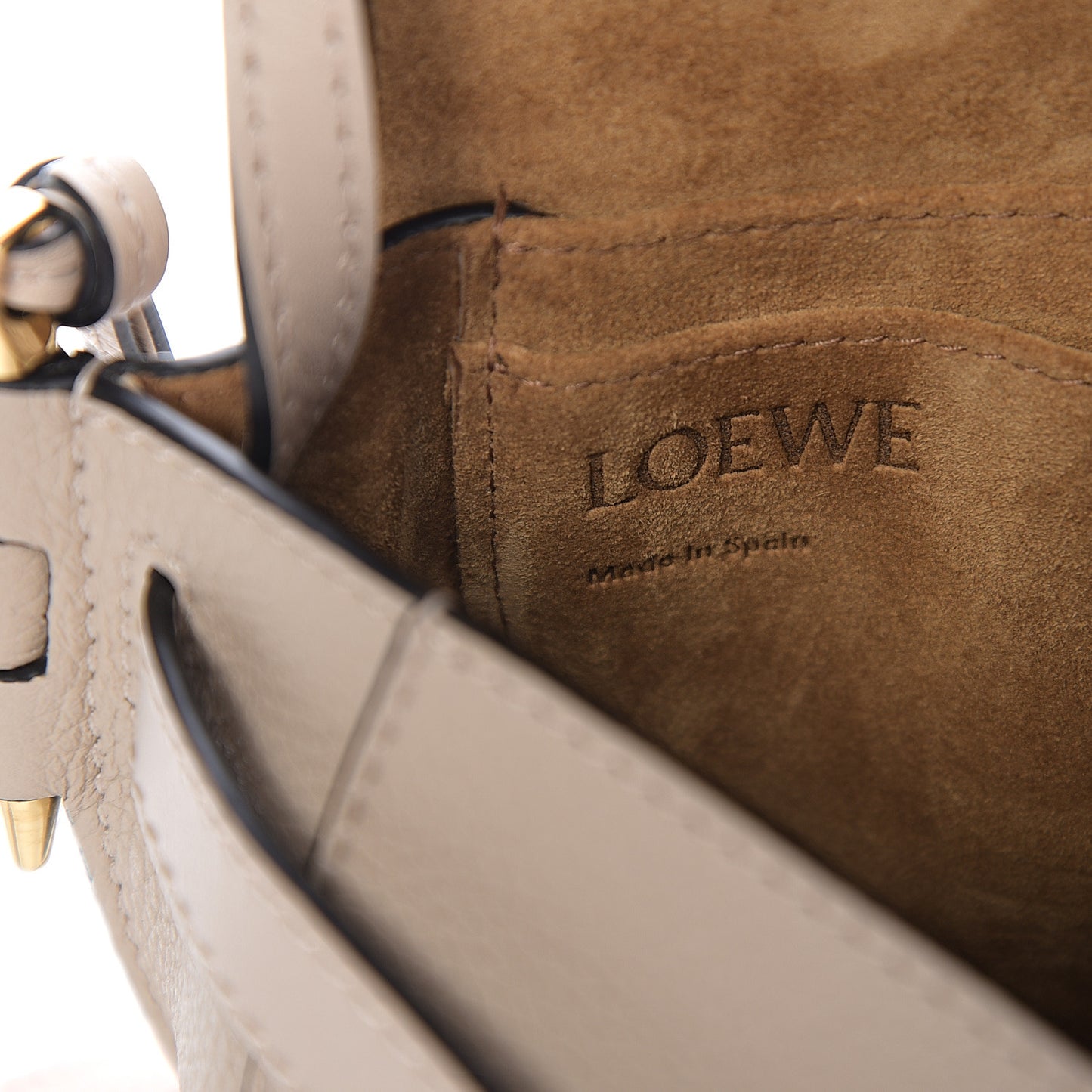 Grained Calfskin Mini Gate Crossbody Bag Light Oat