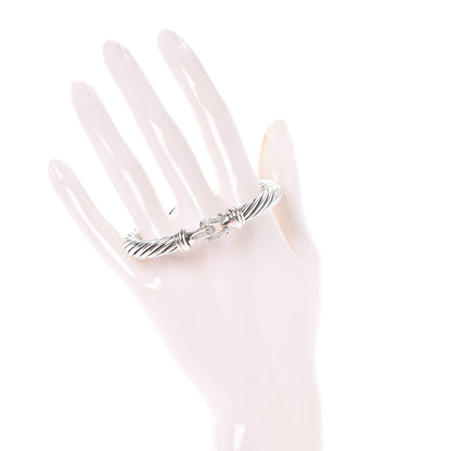 David Yurman Sterling Silver Diamond 7mm Cable Buckle Cuff Bracelet 2 of 4