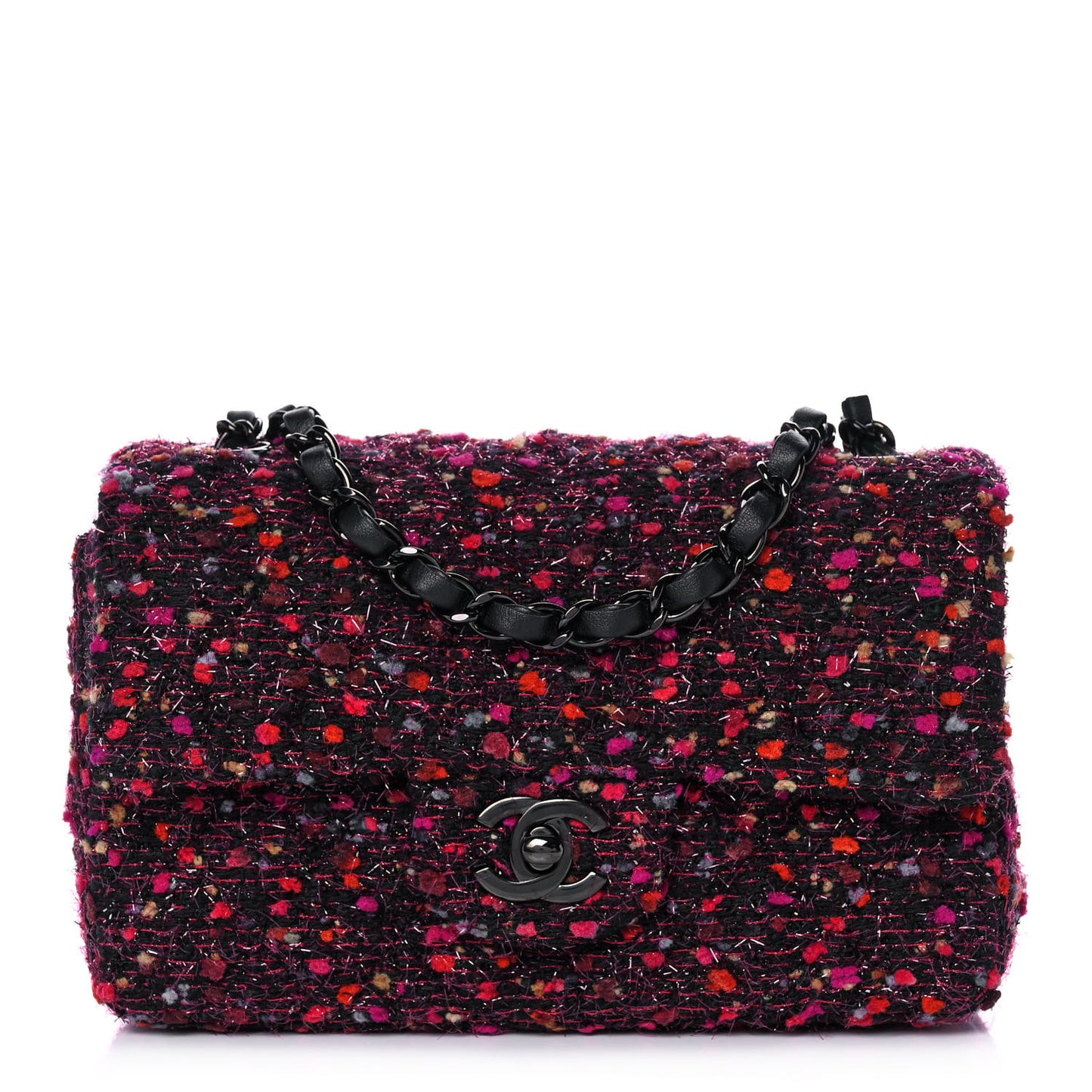 Tweed Quilted Mini Rectangular Flap Pink Multicolor