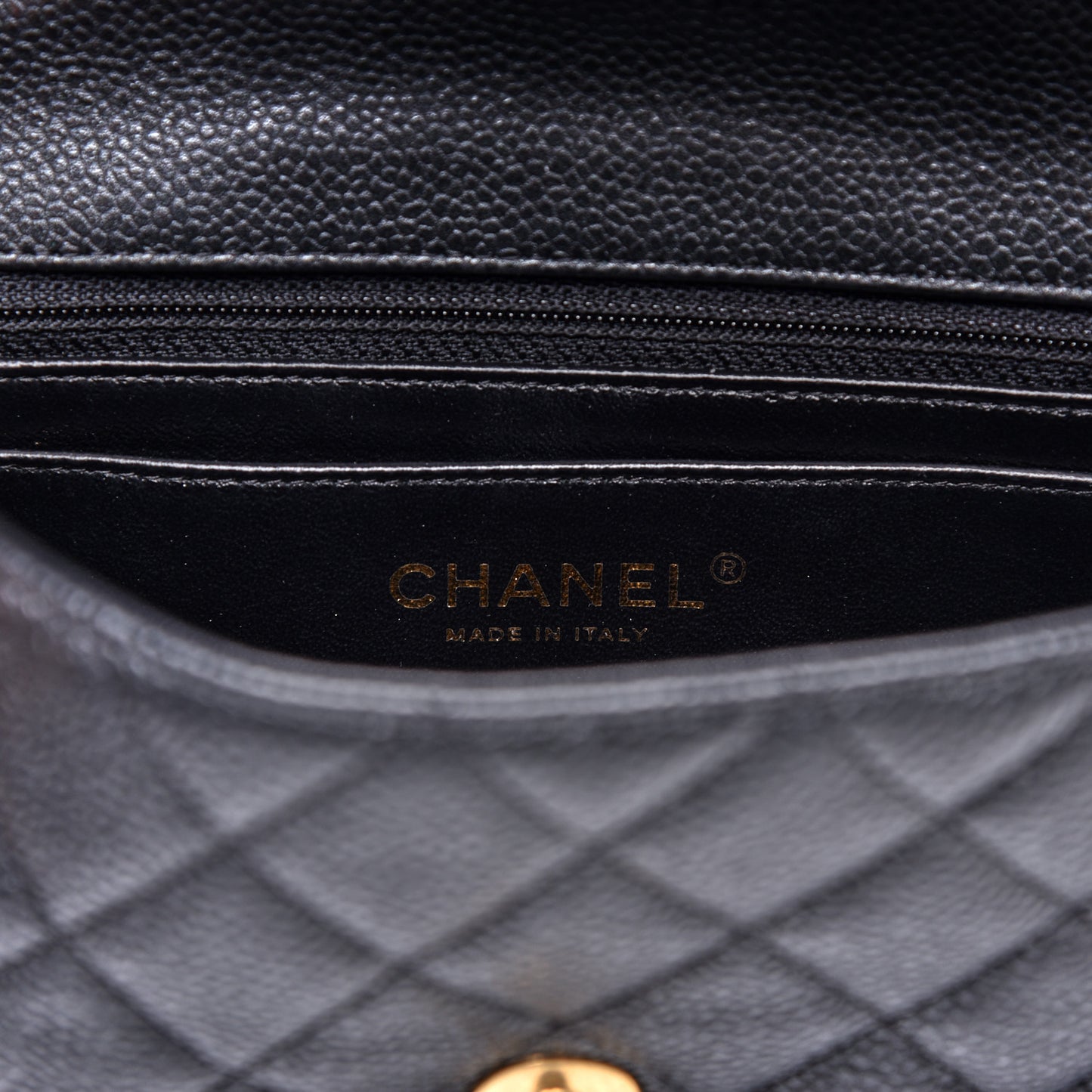 Metallic Caviar Quilted Mini Rectangular Flap Black