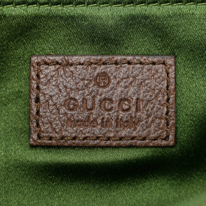 Gucci Monogram Textured Dollar Calfskin Heavy Grosgrain Web Small Maxi Horsebit Chain Shoulder Bag Beige Ebony New Acero 6 of 11
