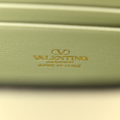 Valentino Garavani Grainy Calfskin Rockstud Flip Lock Wallet With Chain Meadow Mist 7 of 10